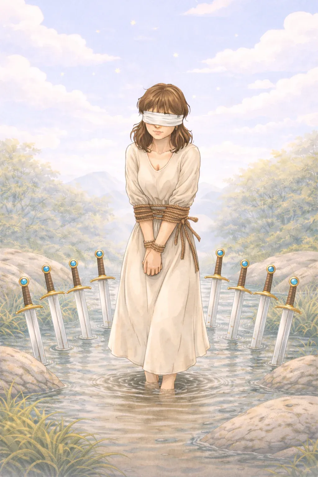 Eight of Swords tarot card artwork