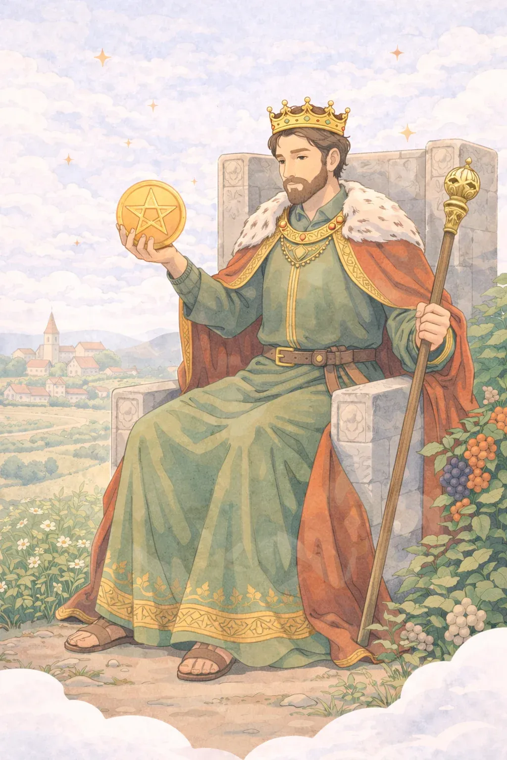 King of Pentacles tarot card artwork