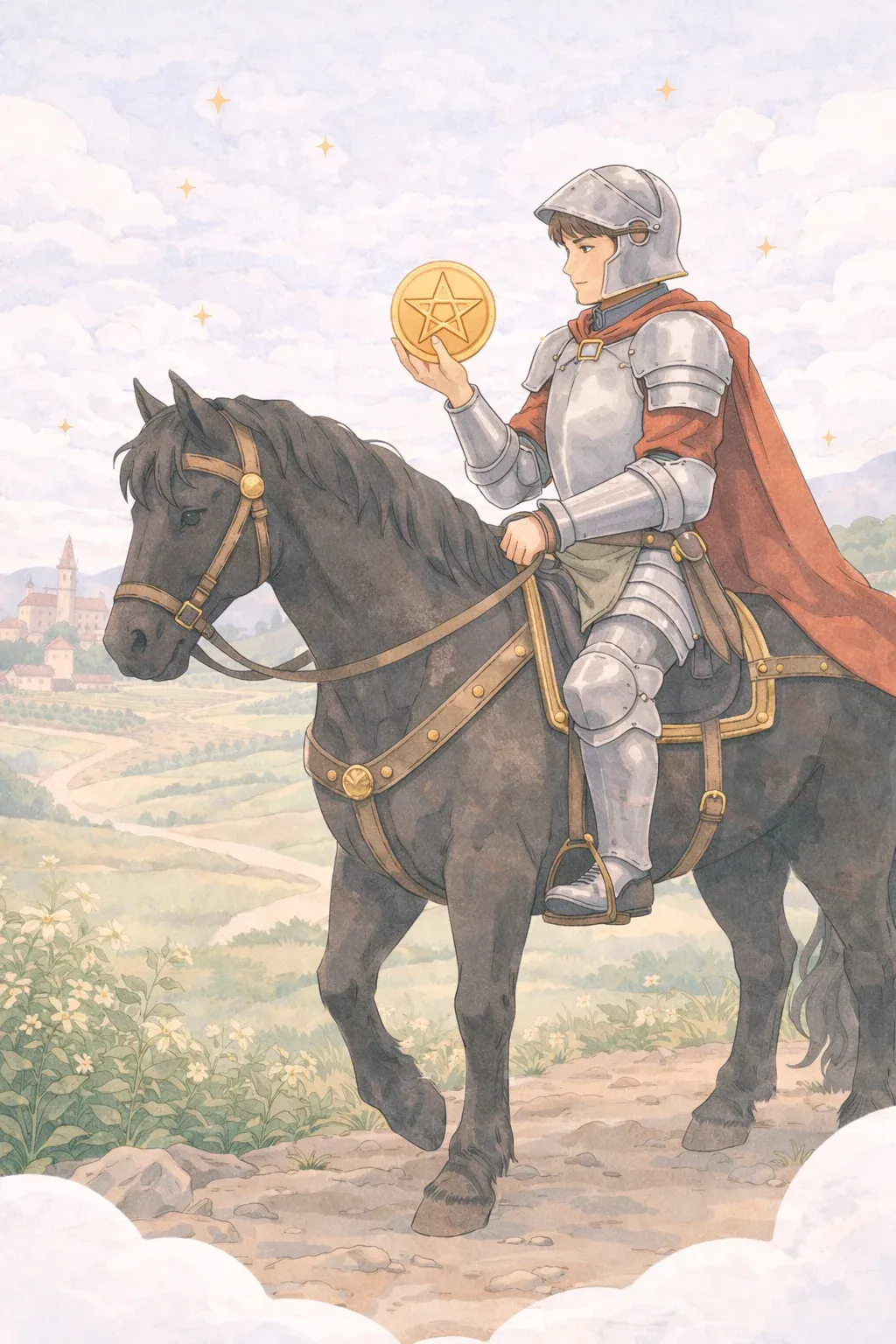 Knight of Pentacles tarot card artwork