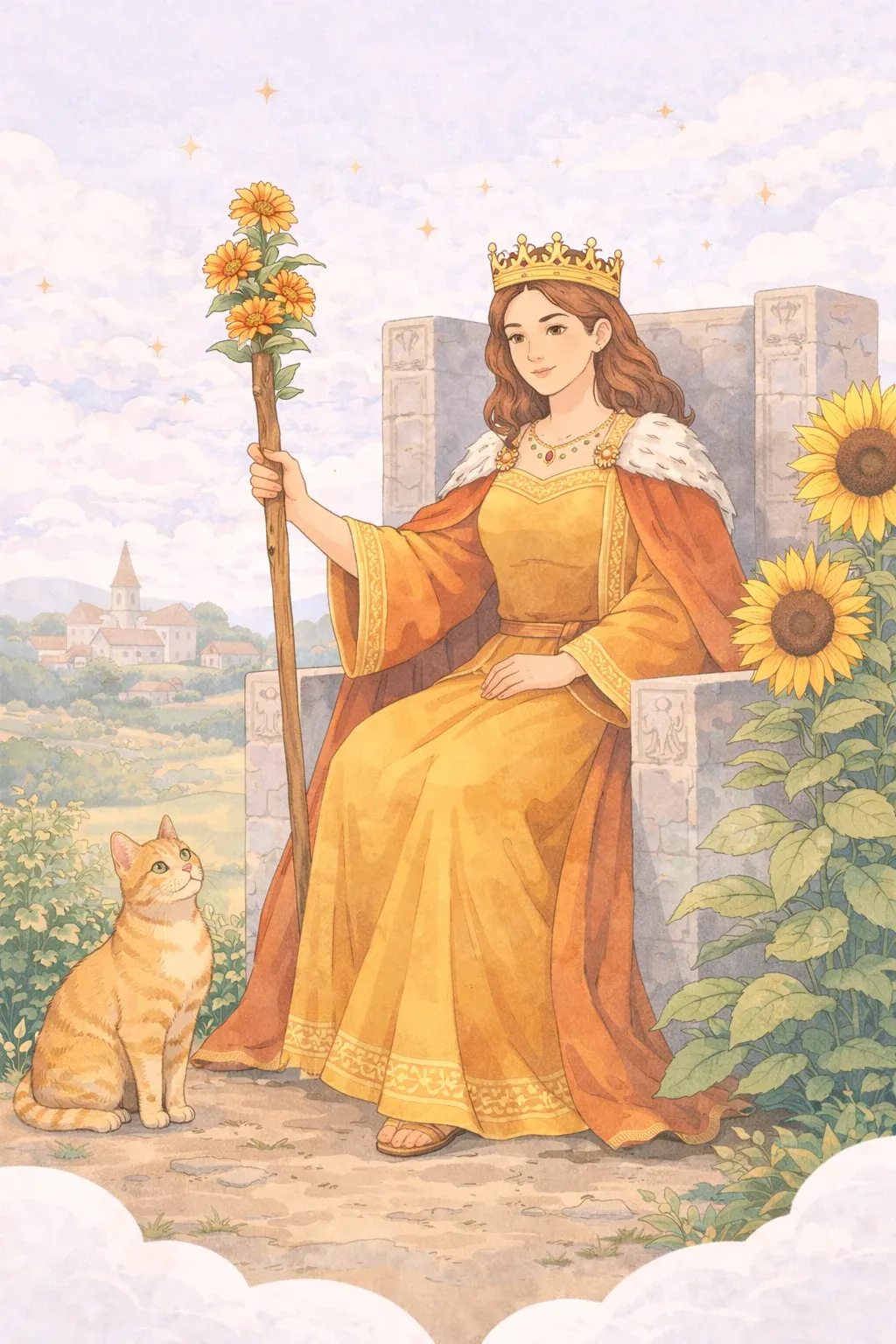 Queen of Wands tarot card artwork
