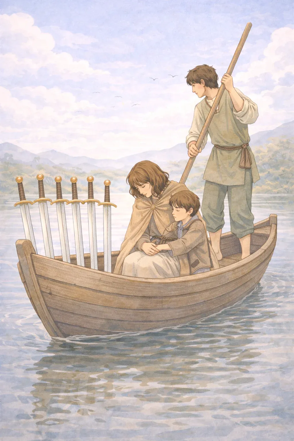 Six of Swords tarot card artwork